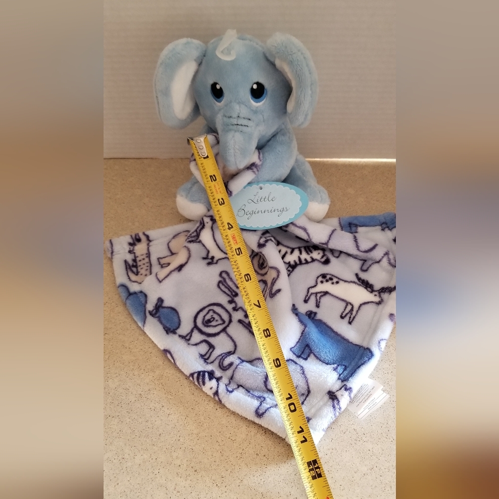 Baby Blue Elephant Lovey with Security Blanket Stuffed Animal NWT - Picture 5 of 15